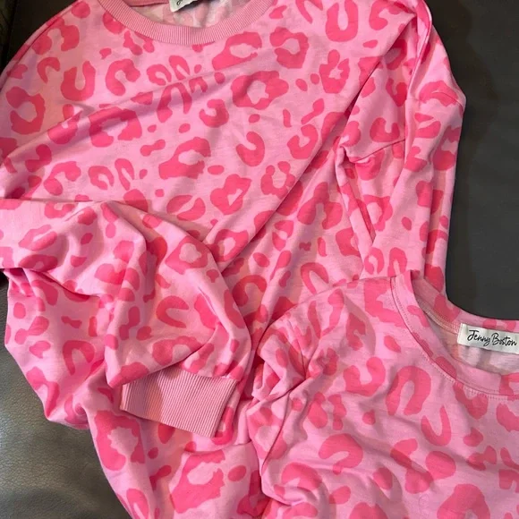 Vibrant Pink Animal Print Pajama Three Piece Set - Picture 2 of 2